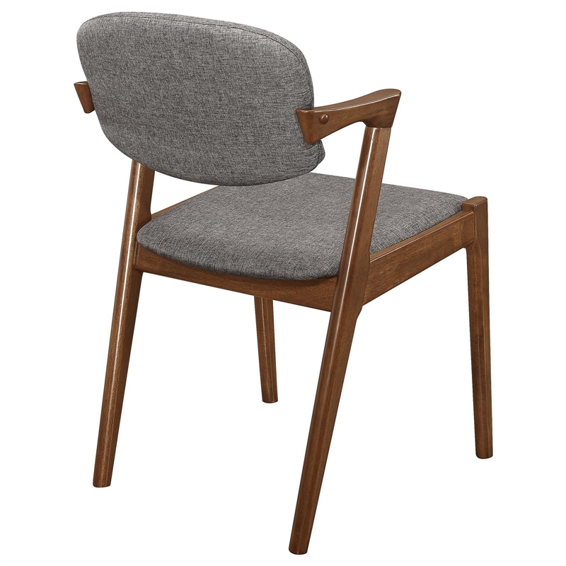 Pemberly Row Padded Wood Dining Arm Chair Set of 2 in Dark Walnut