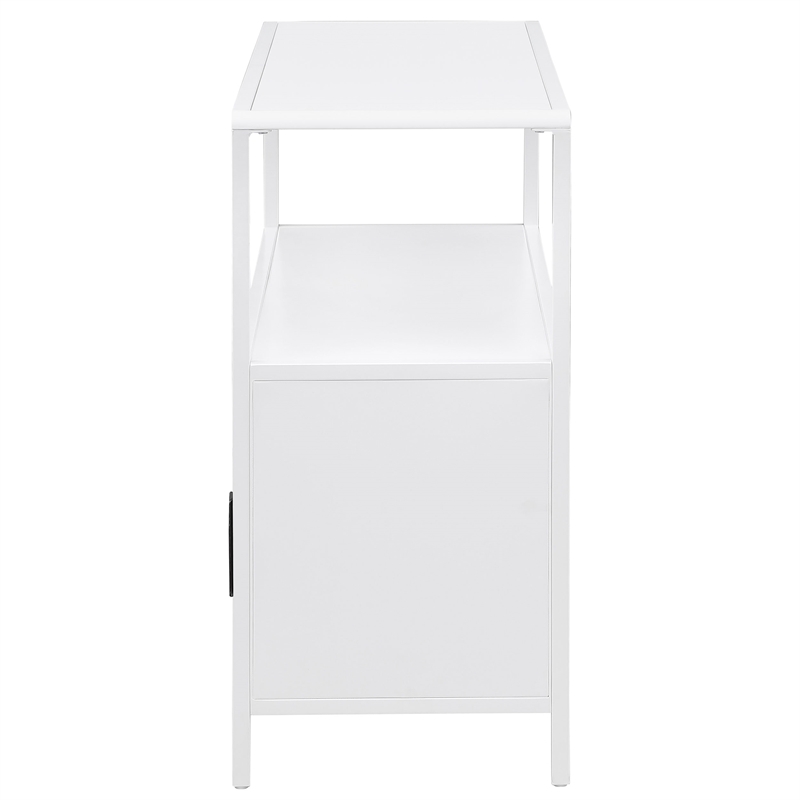 Pemberly Row 2-door Radio Weave Cane Metal Accent Cabinet in White