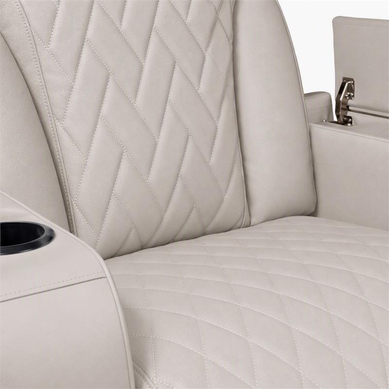 Pemberly Row Set of 2 Power Reclining Chairs in White Faux Leather