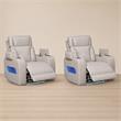 Pemberly Row Set of 2 Power Reclining Chairs in White Faux Leather