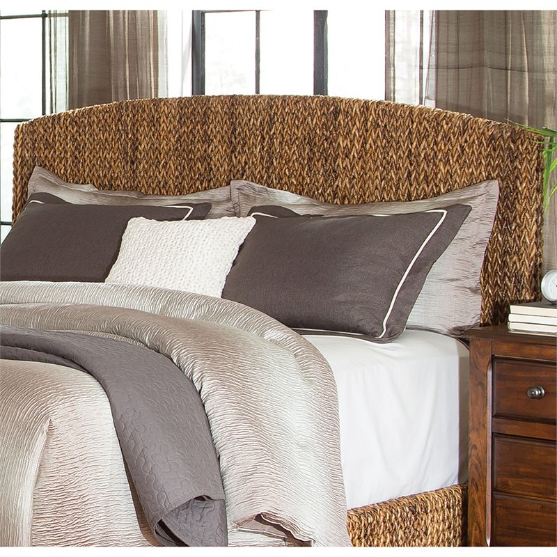 Pemberly Row Woven Banana Leaf California King Headboard in Amber