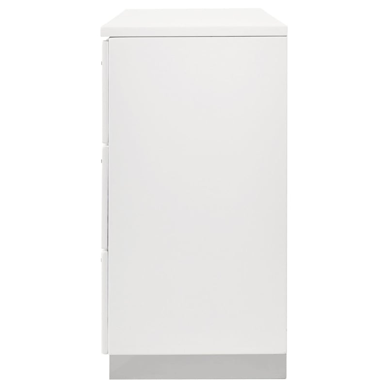 Pemberly Row 6-Drawer Bedroom Storage Dresser in White High Gloss