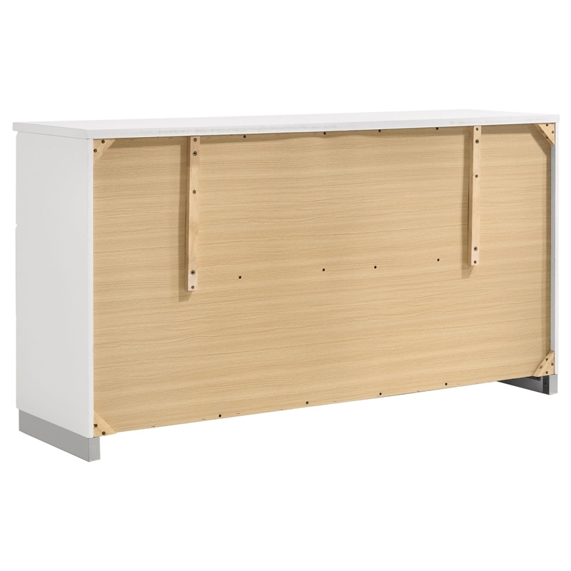 Pemberly Row 6-Drawer Bedroom Storage Dresser in White High Gloss