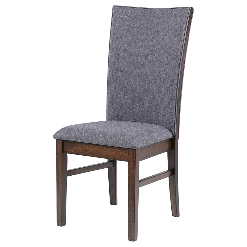 Pemberly Row Upholstered Rubberwood Dining Side Chair Set of 2 in Grey