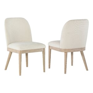 Pemberly Row 19.5&quot Coastal Fabric Dining Side Chair in Beige/Mango