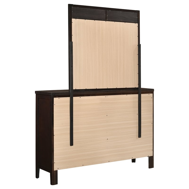 Pemberly Row 6-Drawer Bedroom Dresser with Mirror Set in Cappuccino