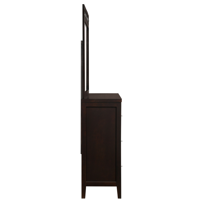 Pemberly Row 6-Drawer Bedroom Dresser with Mirror Set in Cappuccino