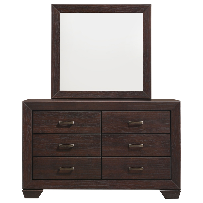 Pemberly Row 6-Drawer Bedroom Dresser with Mirror Set in Dark Cocoa