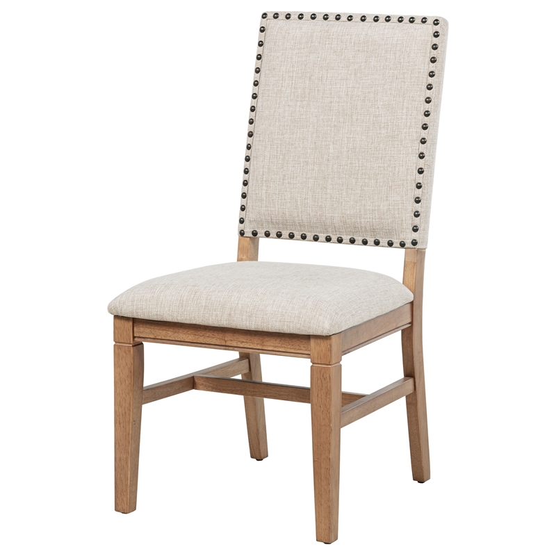 Pemberly Row Set of 2 Upholstered Dining Side Chairs in Beige