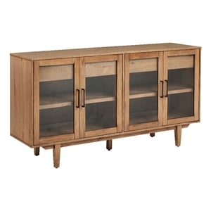 Pemberly Row 4-Door Sideboard Server with 2 Drawers in Natural Brown