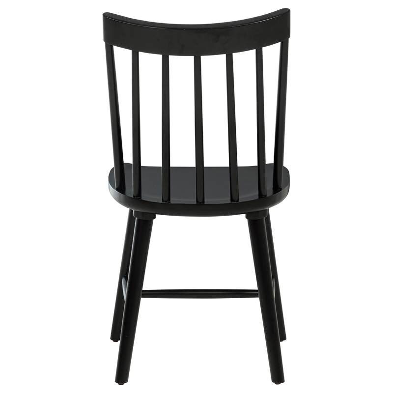 Pemberly Row Set of 2 Solid Wood Windsor Dining Side Chairs in Black