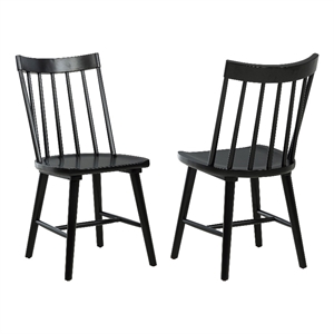 pemberly row set of 2 solid wood windsor dining side chairs in black