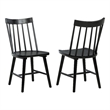 Pemberly Row Set of 2 Solid Wood Windsor Dining Side Chairs in Black
