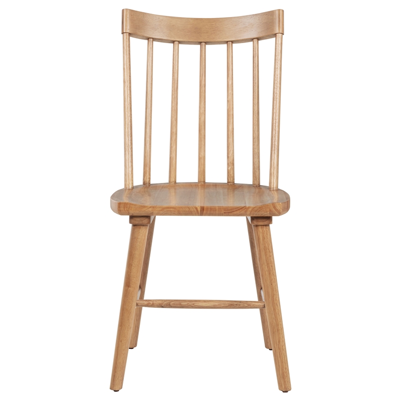 Pemberly Row Set of 2 Solid Wood Windsor Dining Side Chairs in Brown