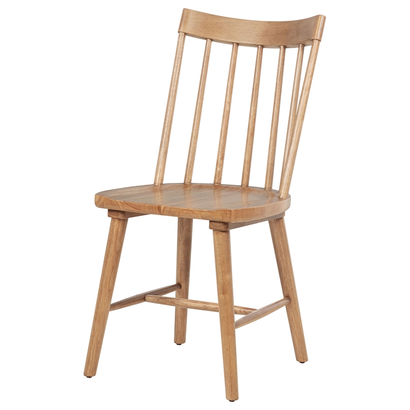 Pemberly Row Set of 2 Solid Wood Windsor Dining Side Chairs in Brown