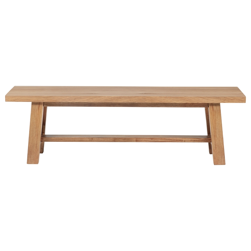 Pemberly Row 60-Inch Wood Backless Dining Bench in Natural Brown