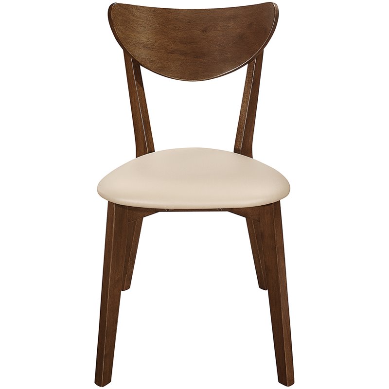 Pemberly Row Upholstered Wood Dining Side Chair Set of 2 in Chestnut