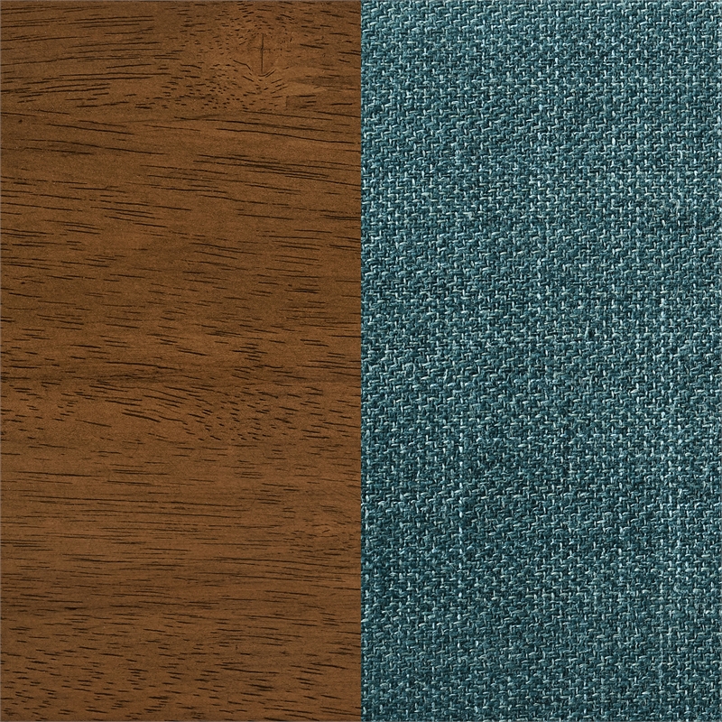 Pemberly Row 5-Piece Round Wood & Fabric Counter Dining Set in Brown/Teal