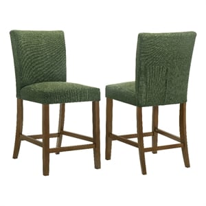 Pemberly Row 24.5&quot Upholstered Counter Height Chair Set of 2 in Green