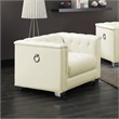 Pemberly Row Tufted Upholstered Track Arm Accent Chair in Pearl White