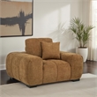 Pemberly Row Upholstered Fabric Track Arm Accent Chair in Amber