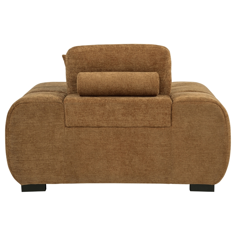 Pemberly Row Upholstered Fabric Track Arm Accent Chair in Amber