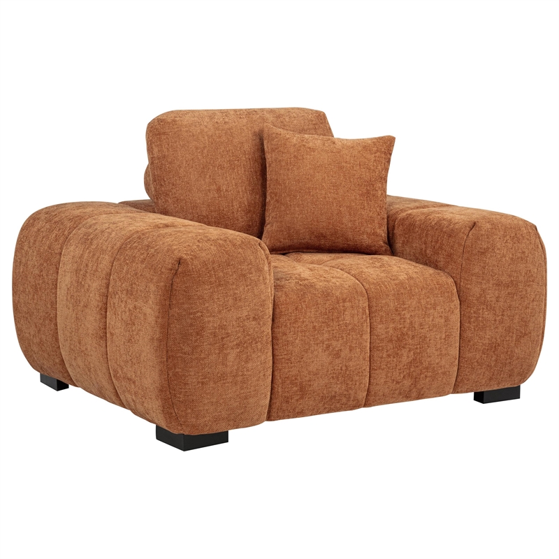 Pemberly Row Contemporary Fabric Track Arm Accent Chair in Orange