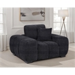 Pemberly Row Upholstered Fabric Track Arm Accent Chair in Black