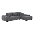 Pemberly Row Upholstered Fabric Sectional Chaise Sofa in Charcoal Grey