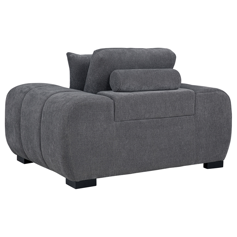 Pemberly Row Upholstered Track Arm Accent Chair in Charcoal Grey