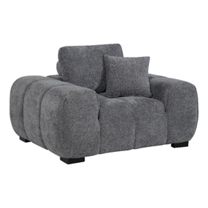 Pemberly Row Upholstered Track Arm Accent Chair in Charcoal Grey