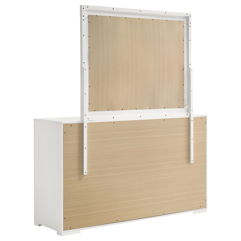 Pemberly Row 6-drawer Dresser and Mirror Set in White High Gloss