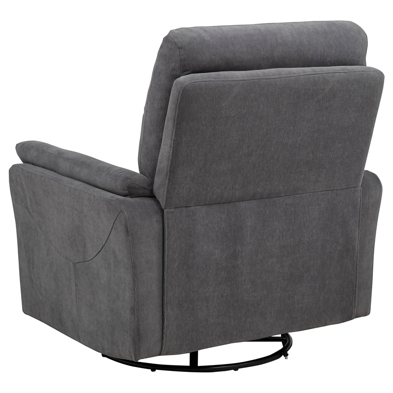 Pemberly Row Fabric Power Swivel Glider Recliner in Charcoal Gray