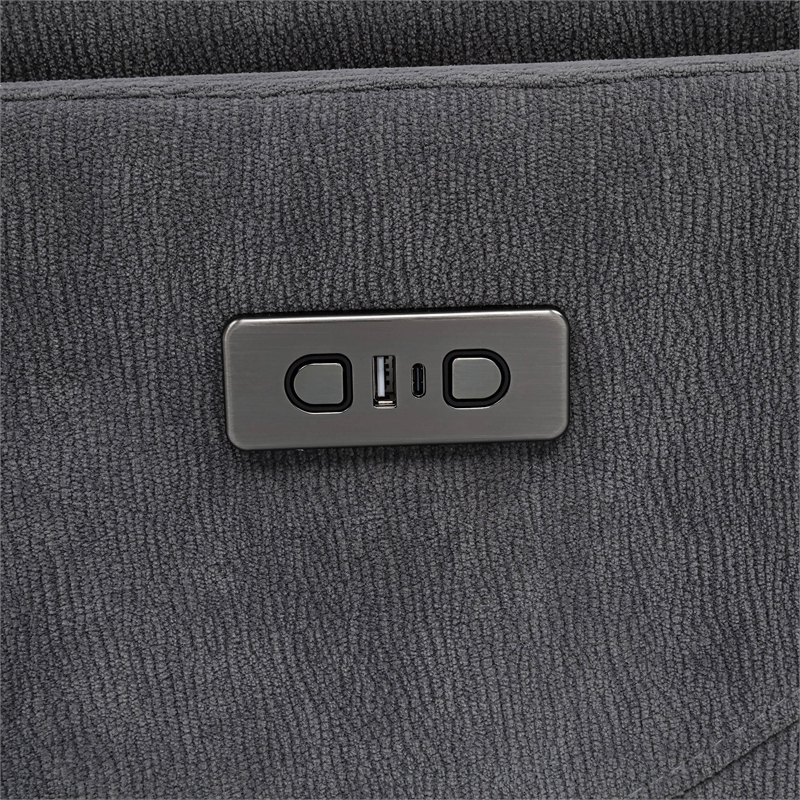 Pemberly Row Fabric Power Swivel Glider Recliner in Charcoal Gray
