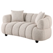 Pemberly Row Channel Tufted Woven Fabric Upholstered Loveseat in Pebble