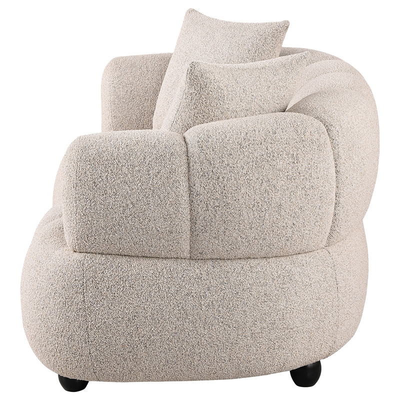 Pemberly Row Channel Tufted Woven Fabric Upholstered Loveseat in Pebble