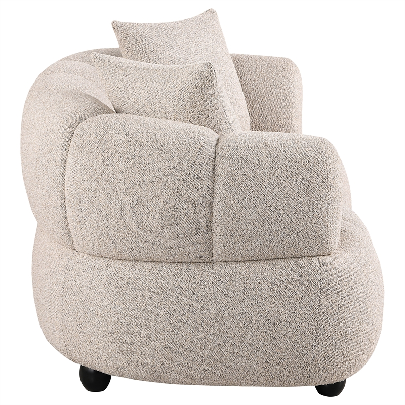 Pemberly Row Channel Tufted Woven Fabric Upholstered Loveseat in Pebble