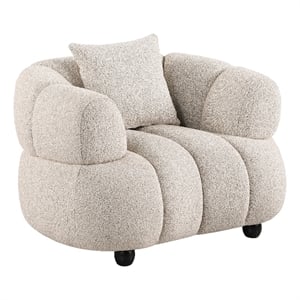 Pemberly Row Channel Tufted Upholstered Accent Chair in Pebble