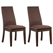 Pemberly Row Upholstered Wood Dining Chair Set of 2 in Chocolate