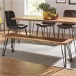 Pemberly Row Wood Dining Bench with Hairpin Legs in Natural Acacia