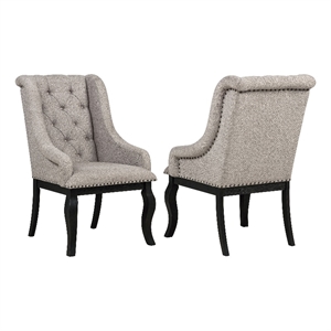 Pemberly Row 20.5'' Fabric Dining Arm Chair in Tan/Distressed Noir