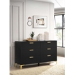 Pemberly Row 6-drawer Dresser with Gold Bracket Legs in Black