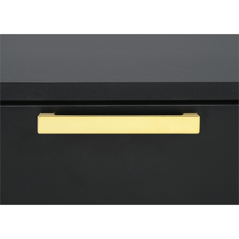 Pemberly Row 6-drawer Dresser with Mirror and Gold Bracket Legs in Black