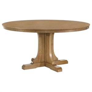 Pemberly Row 60&quot Round Wood Dining Table in Natural Light Brown