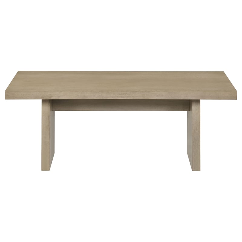 Pemberly Row 2-Piece Wood Coffee and End Table Set in Natural Oak