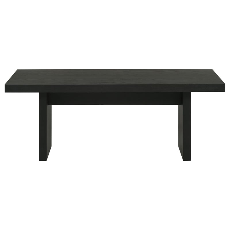 Pemberly Row 2-Piece Transitional Wood Coffee and End Table Set in Black