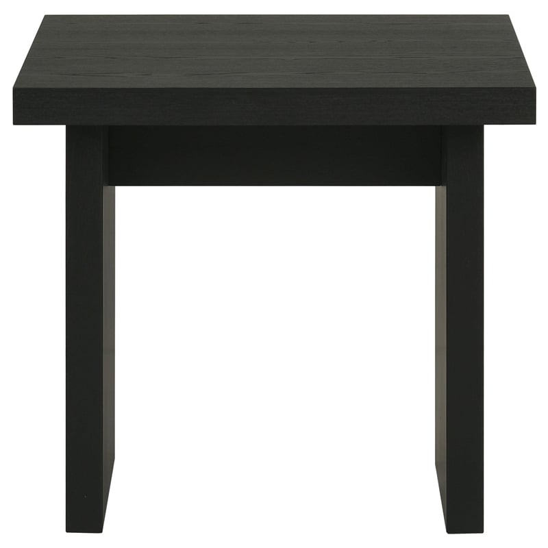 Pemberly Row 2-Piece Transitional Wood Coffee and End Table Set in Black