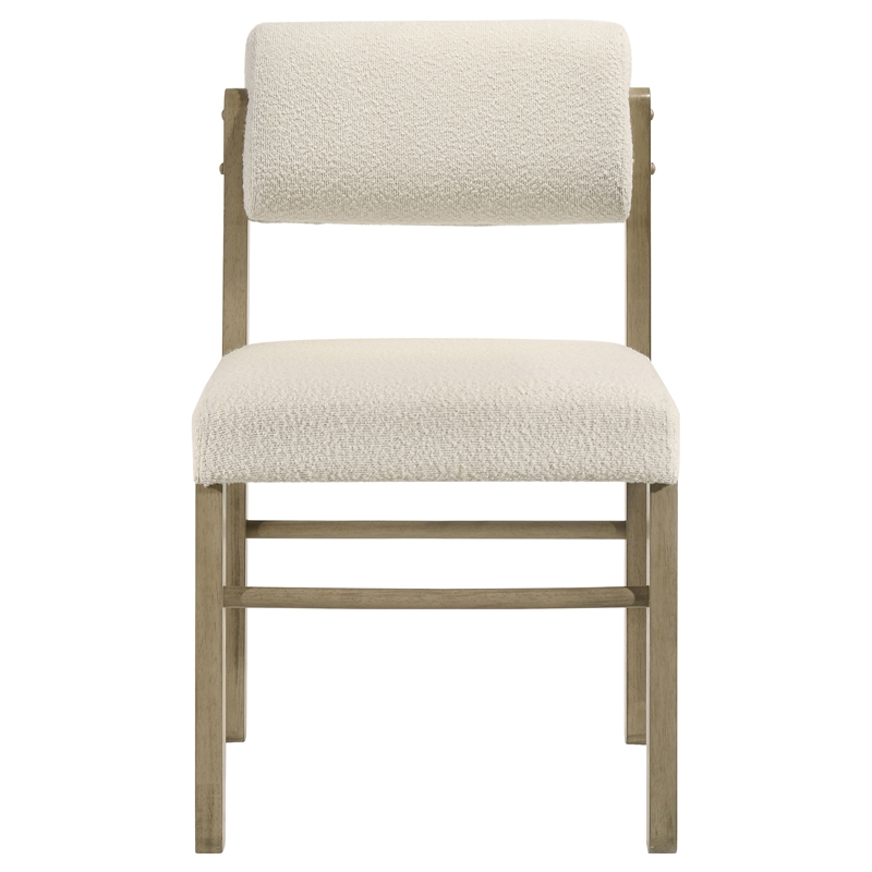 Pemberly Row 7-Piece Wood Spindle Chair Dining Set in Cream/Natural Oak