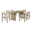 Pemberly Row 7-Piece Wood Spindle Chair Dining Set in Cream/Natural Oak