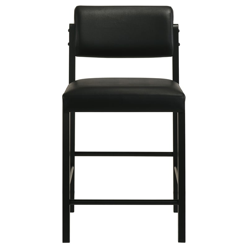 Pemberly Row 7-Piece Wood and Faux Leather Counter Dining Set in Black